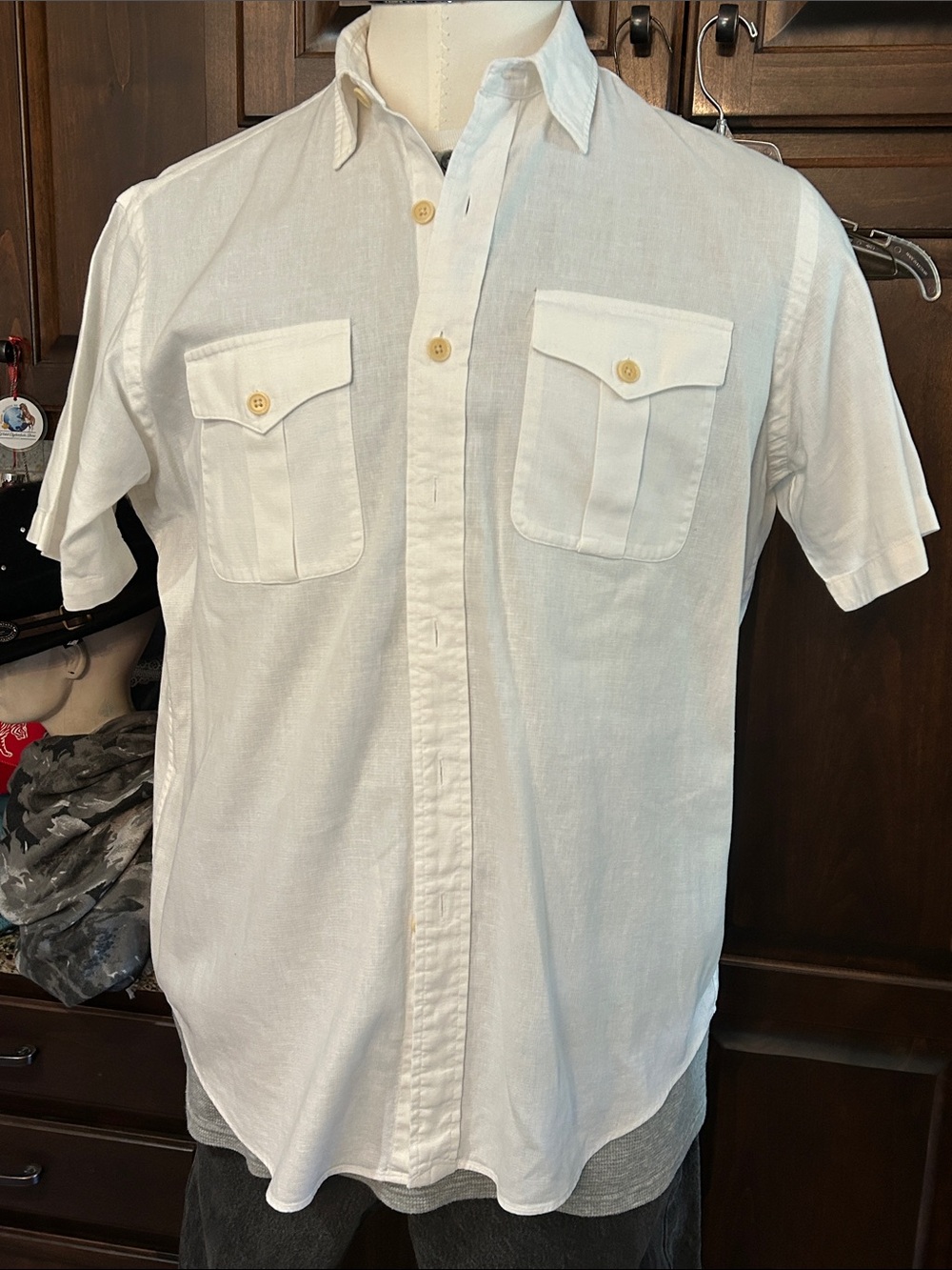 90’s Polo Ralph Lauren Sz XL Short-Sleeve Linen Button-Up Shirt - White